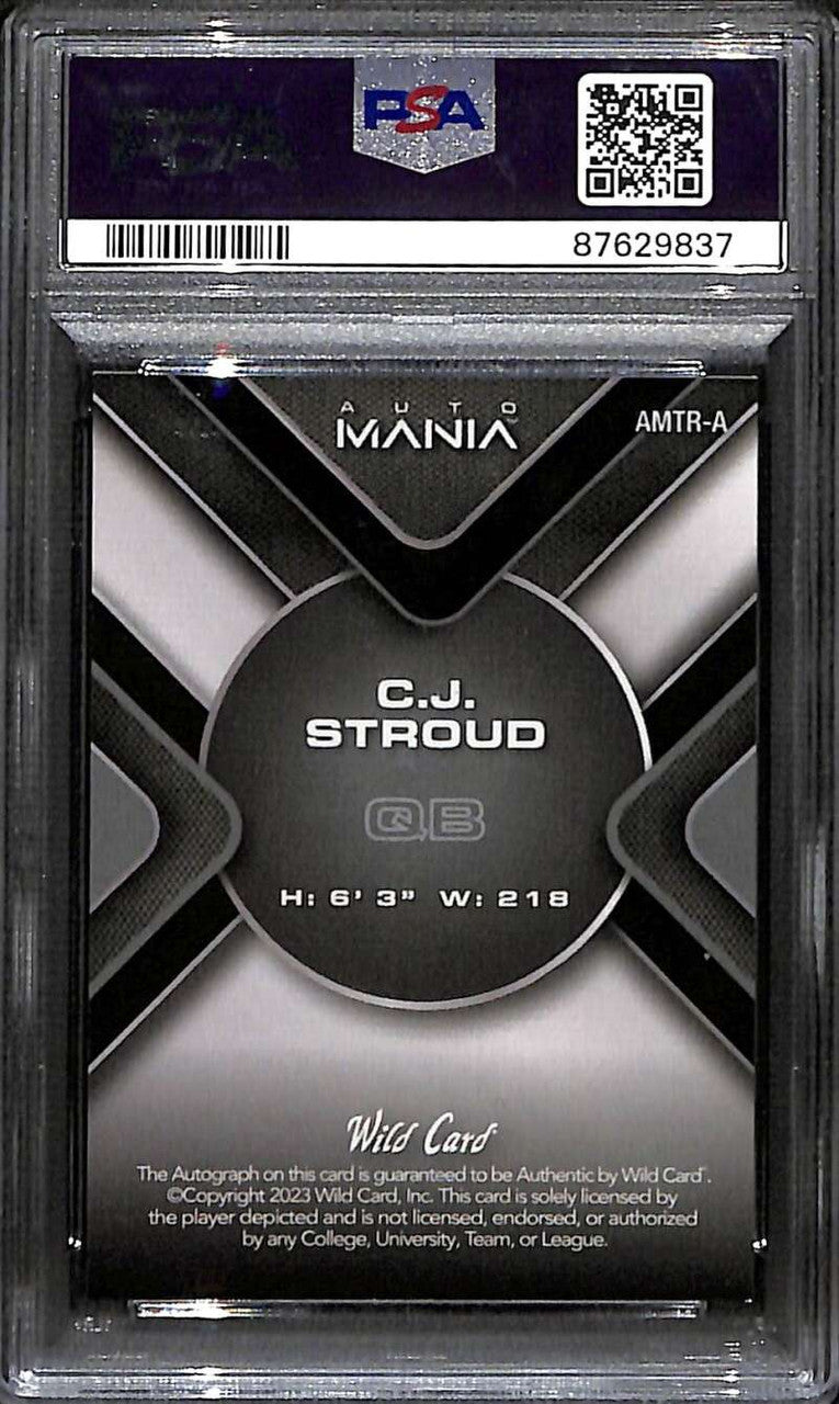 2023 Wild Card Auto Mania Pro Look Stardust CJ Stroud Rookie Auto 2/2 PSA 9 MINT