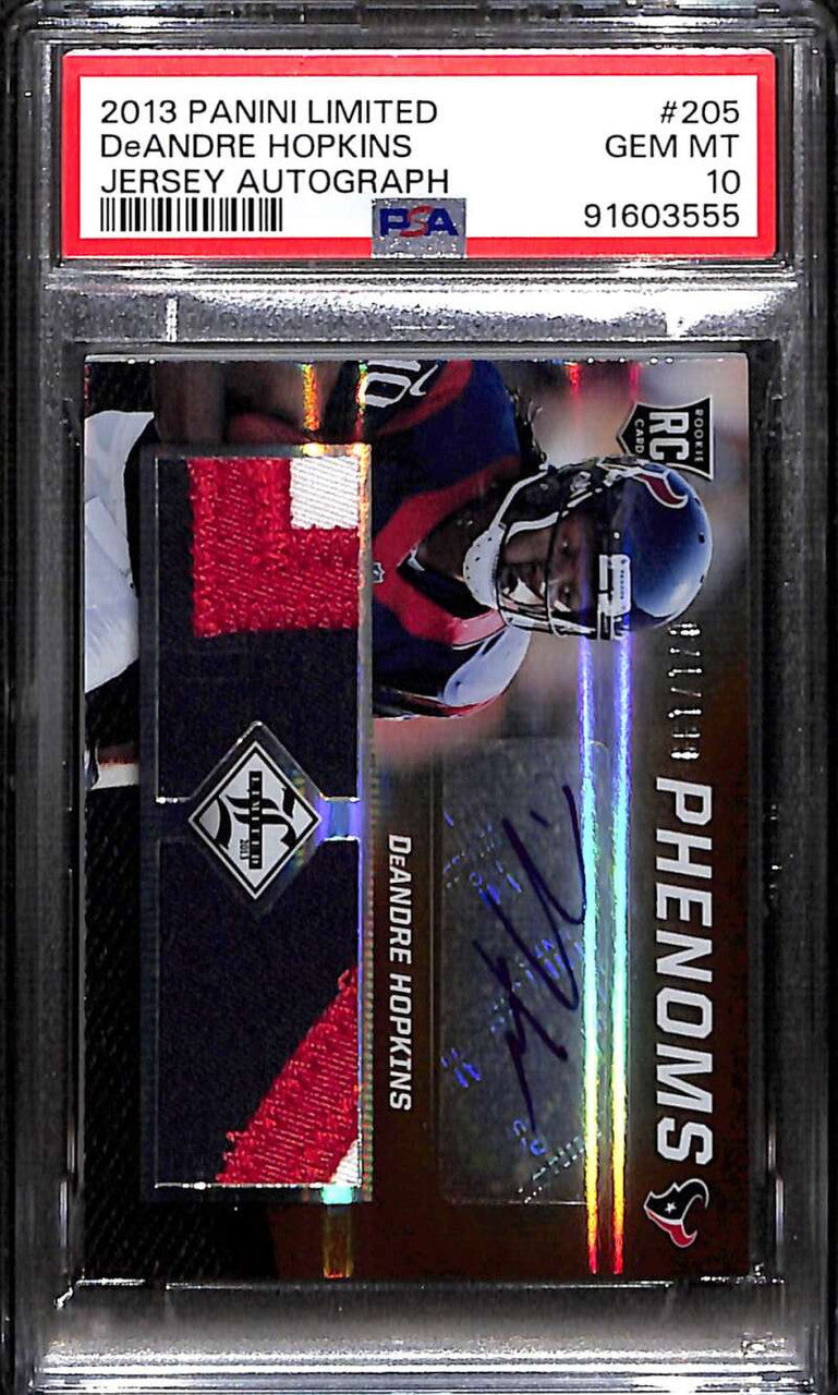 2013 Limited 205 DeAndre Hopkins Rookie Patch Auto 71/199 PSA 10 GEM MT