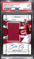 SOLD 172503 2022 Panini National Treasures Collegiate Brock Purdy RC Jersey Auto 30/99 PSA 9