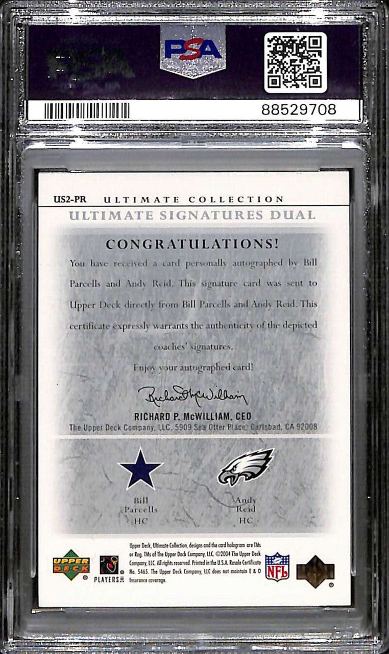 2004 Ultimate Collection Signatures Bill Parcells Andy Reid Dual Auto /25 PSA 10