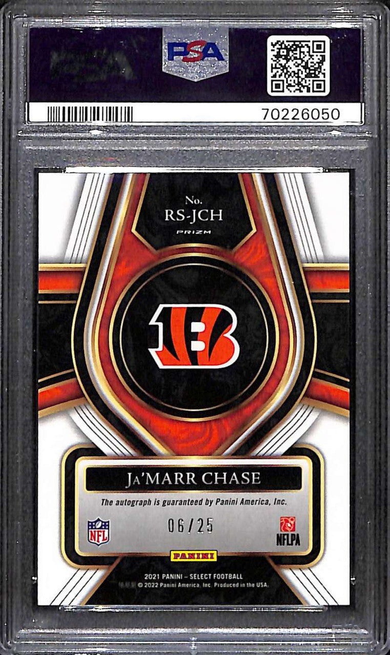 2021 Select Rookie Signatures Tie Dye 11 Ja'Marr Chase RC Auto 6/25 PSA 10 GEM