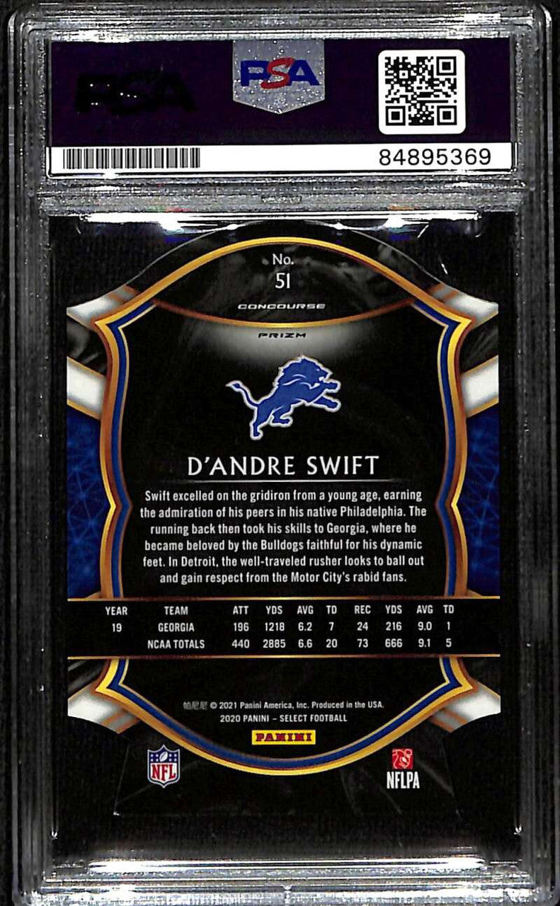2020 Select Prizm Neon Green Die Cut Refractor D'Andre Swift Rookie PSA/DNA Auto