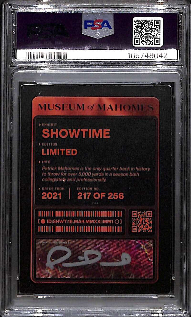 2023 Museum of Patrick Mahomes II Showtime Limited Auto PSA/DNA 10 Auto 217/256
