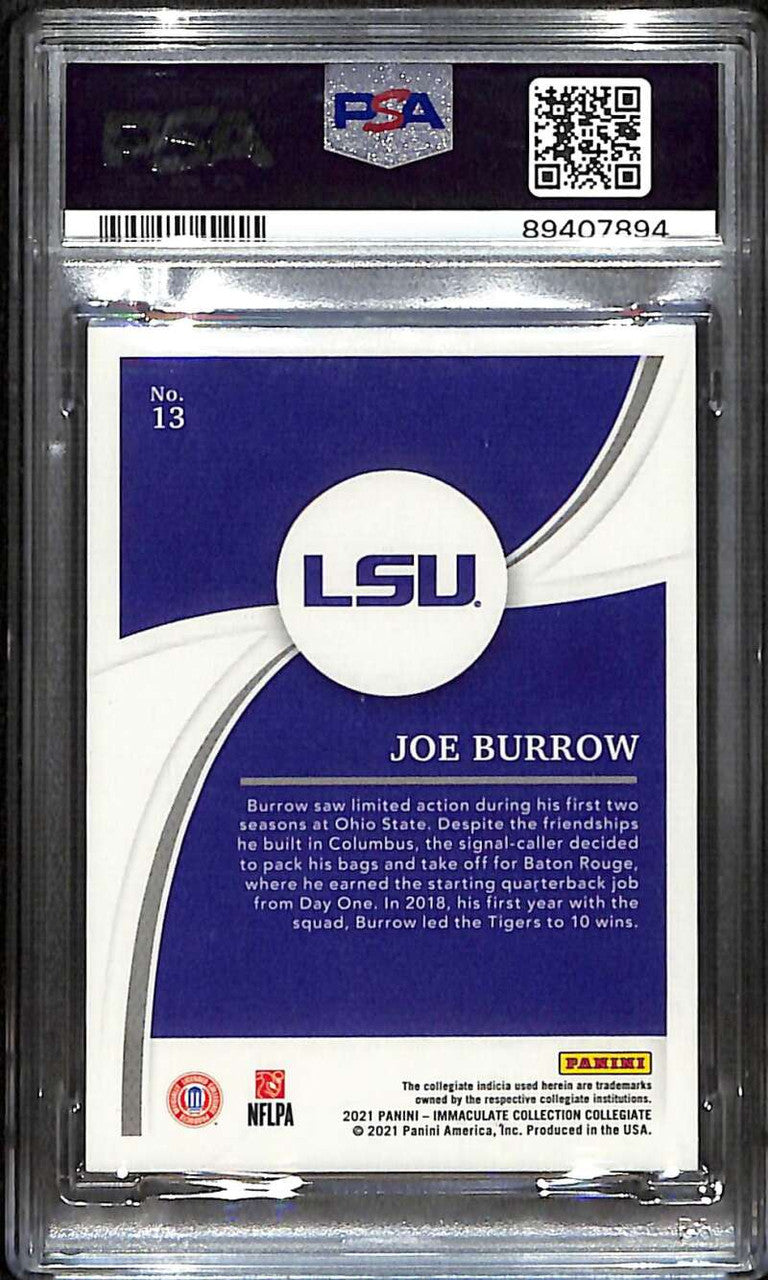 2021 Immaculate Collection Collegiate Blue 13 Joe Burrow 26/39 PSA 9 MINT