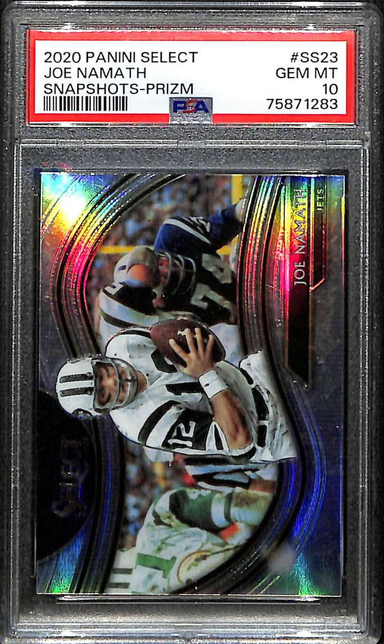 2020 Select Snapshots Prizm Silver Refractor 23 Joe Namath PSA 10 GEM MT