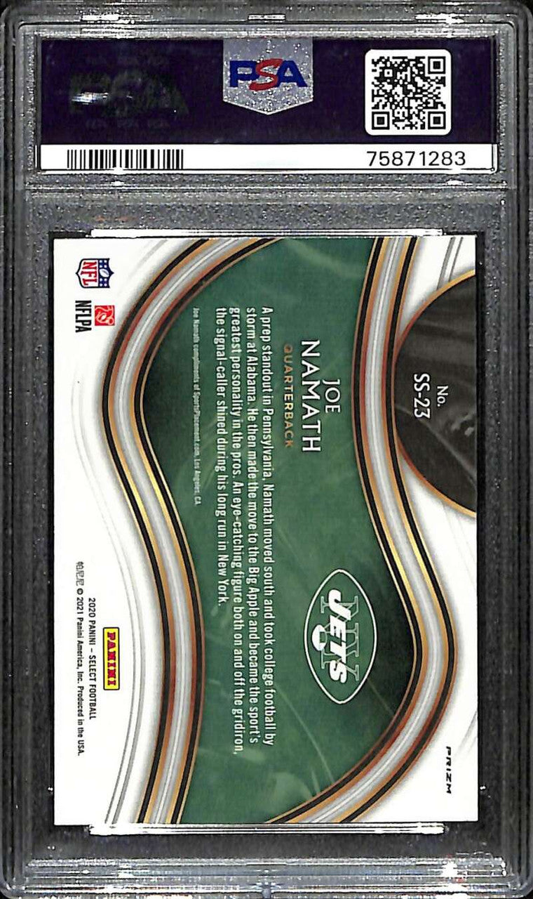 2020 Select Snapshots Prizm Silver Refractor 23 Joe Namath PSA 10 GEM MT