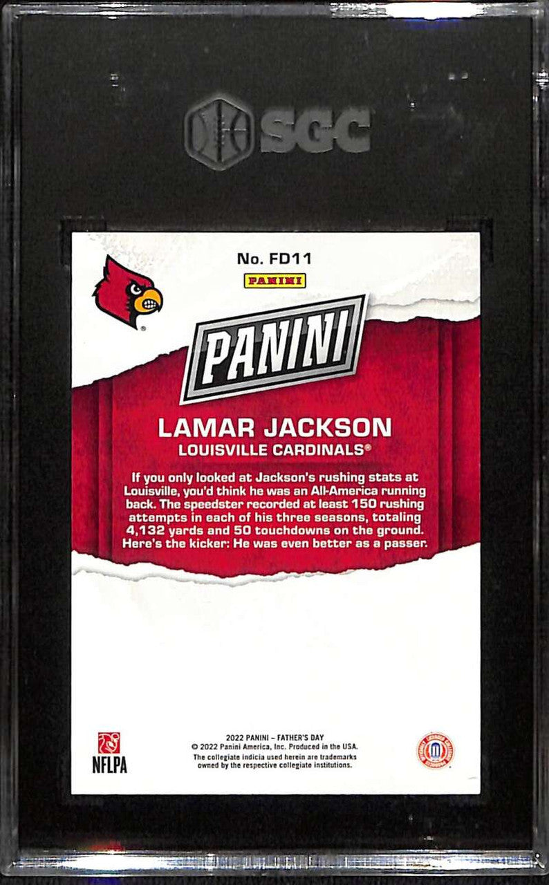 2022 Panini Father's Day Inserts Blue fd11 Lamar Jackson 48/50 SGC 9.5 MT+
