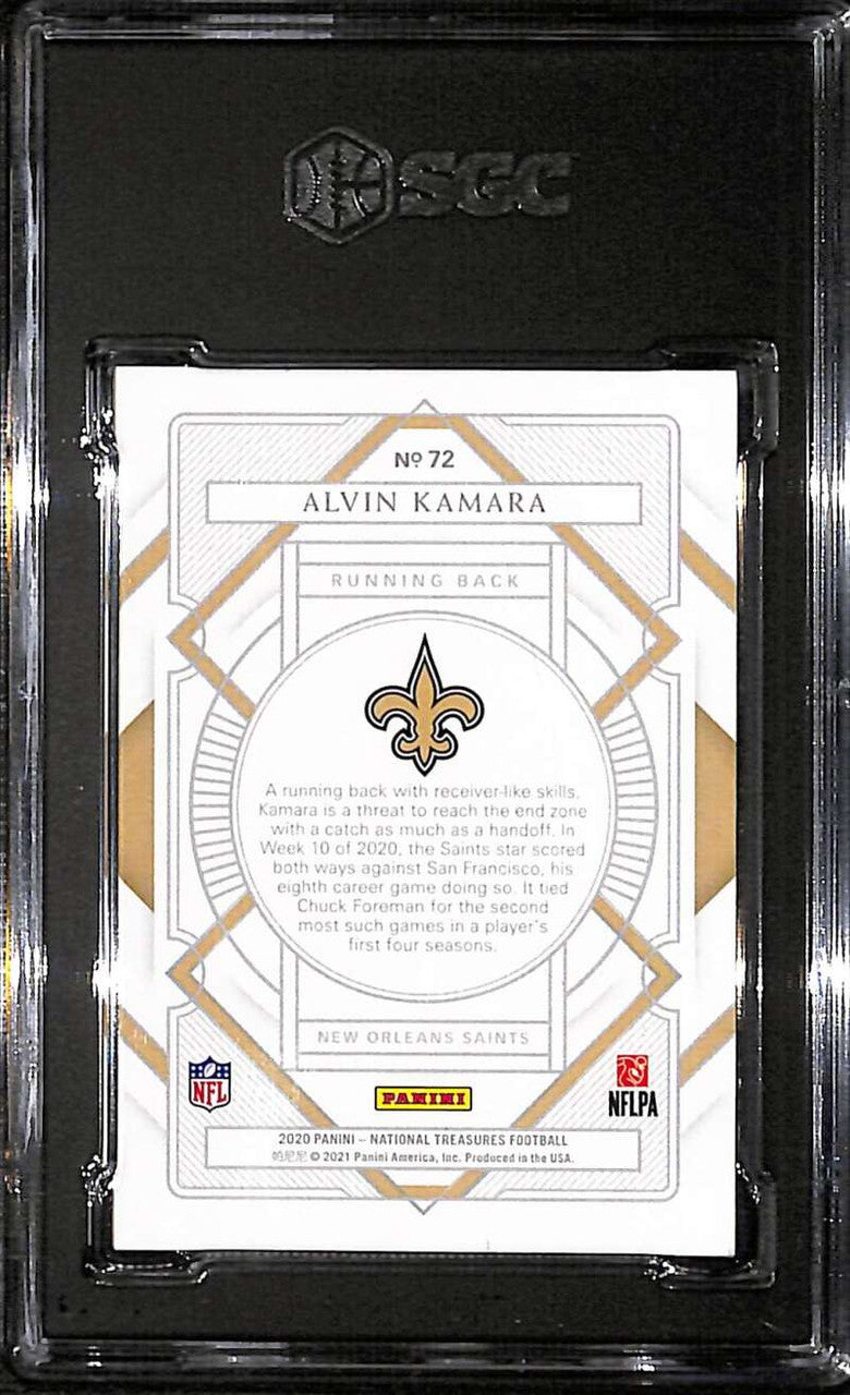 2020 Panini National Treasures 72 Alvin Kamara 22/99 SGC 9.5 MT+