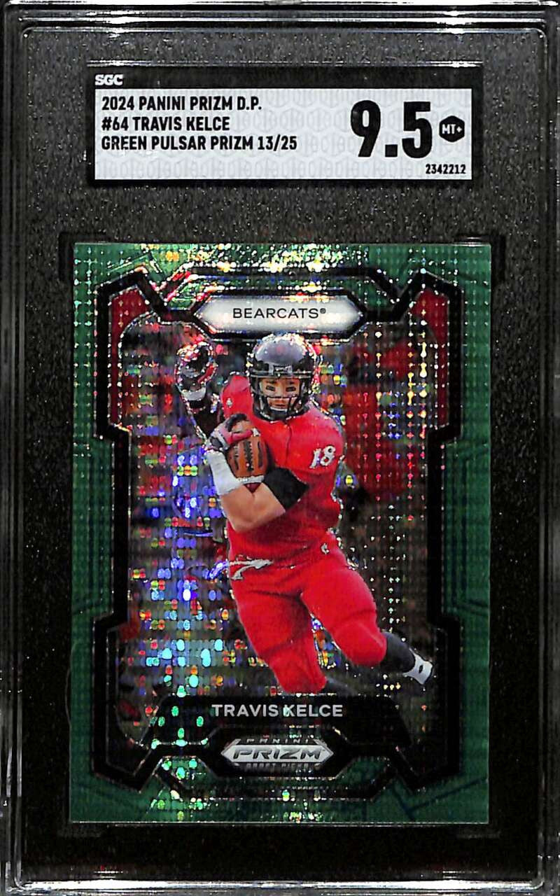 2024 Panini Prizm Draft Prizms Green Pulsar 64 Travis Kelce 13/25 SGC 9.5 MT+