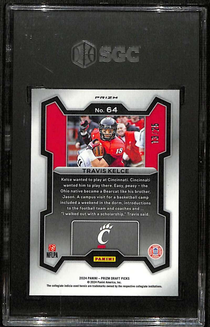 2024 Panini Prizm Draft Prizms Green Pulsar 64 Travis Kelce 13/25 SGC 9.5 MT+