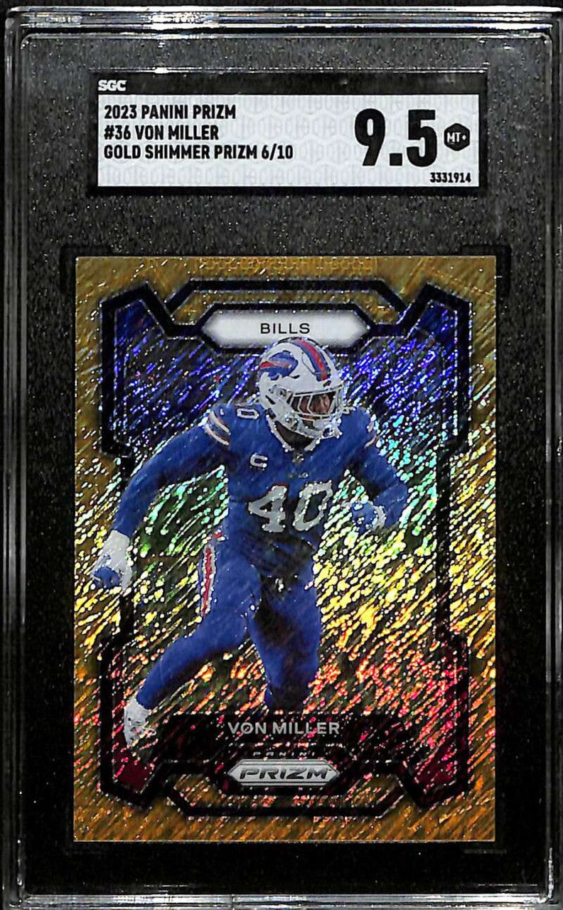 2023 Panini Prizm Prizms Gold Shimmer Refractor 36 Von Miller 6/10 SGC 9.5 MT+