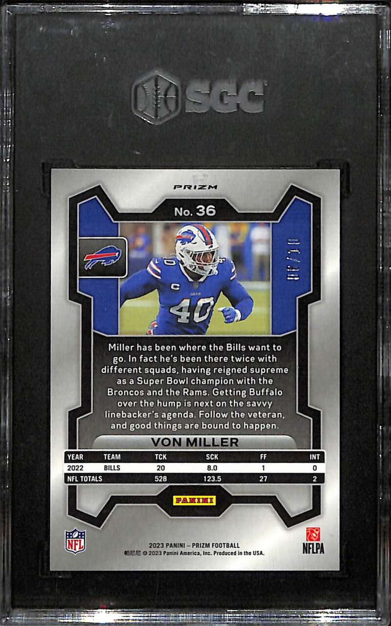 2023 Panini Prizm Prizms Gold Shimmer Refractor 36 Von Miller 6/10 SGC 9.5 MT+