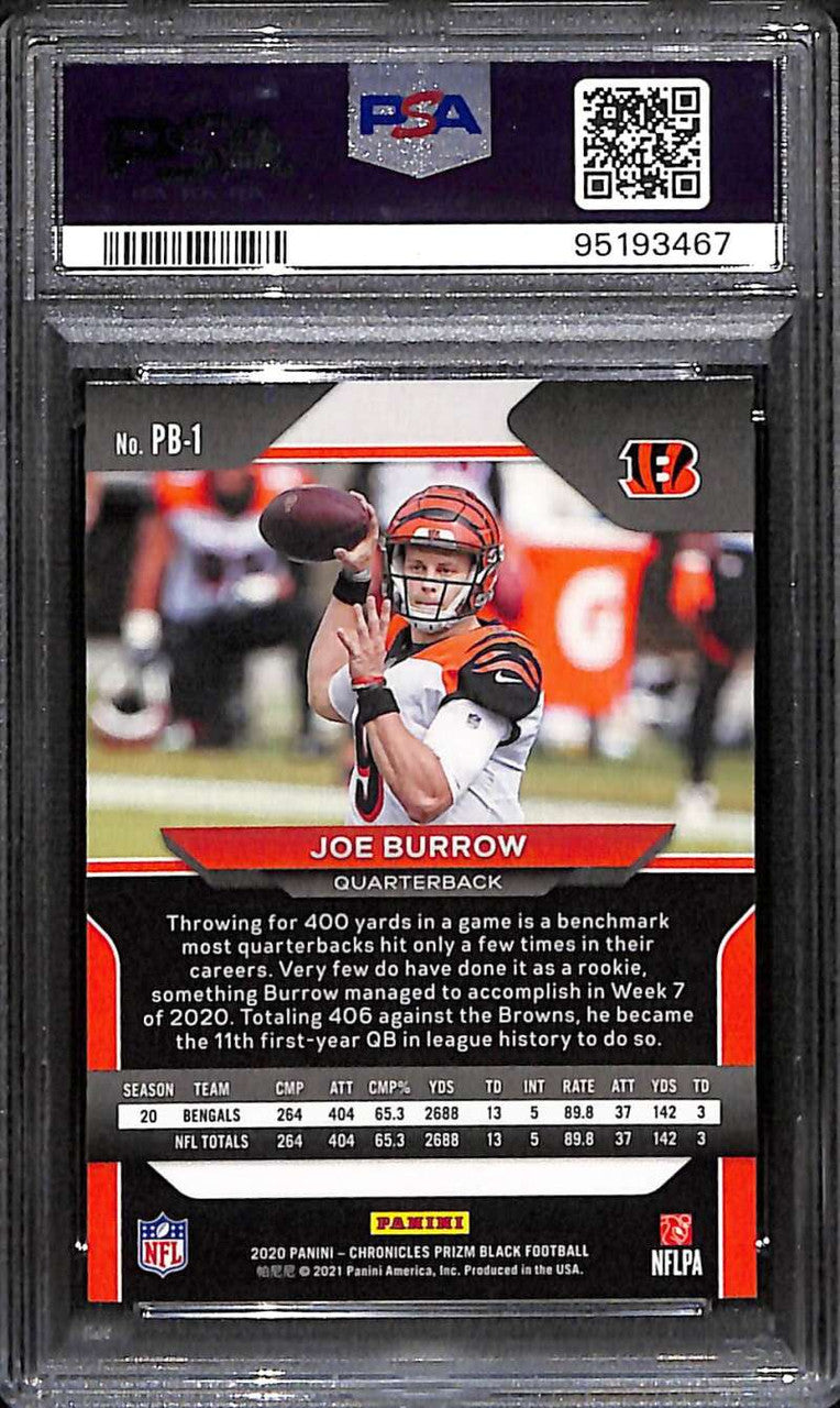 2020 Panini Prizm Black 1 Joe Burrow Rookie PSA 9 MINT