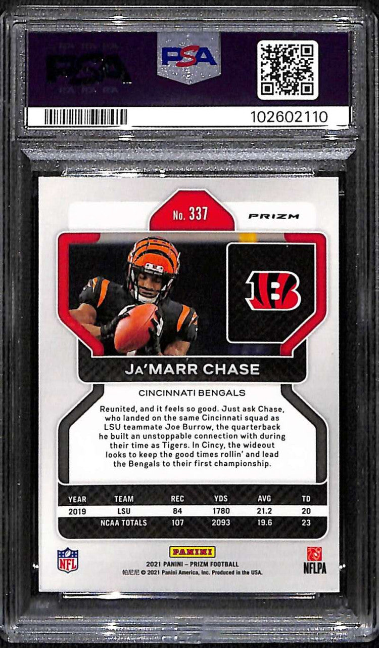 DELETE 172605 2021 Panini Prizm Prizms Silver Refractor 337 Ja'Marr Chase Rookie PSA 9 MINT