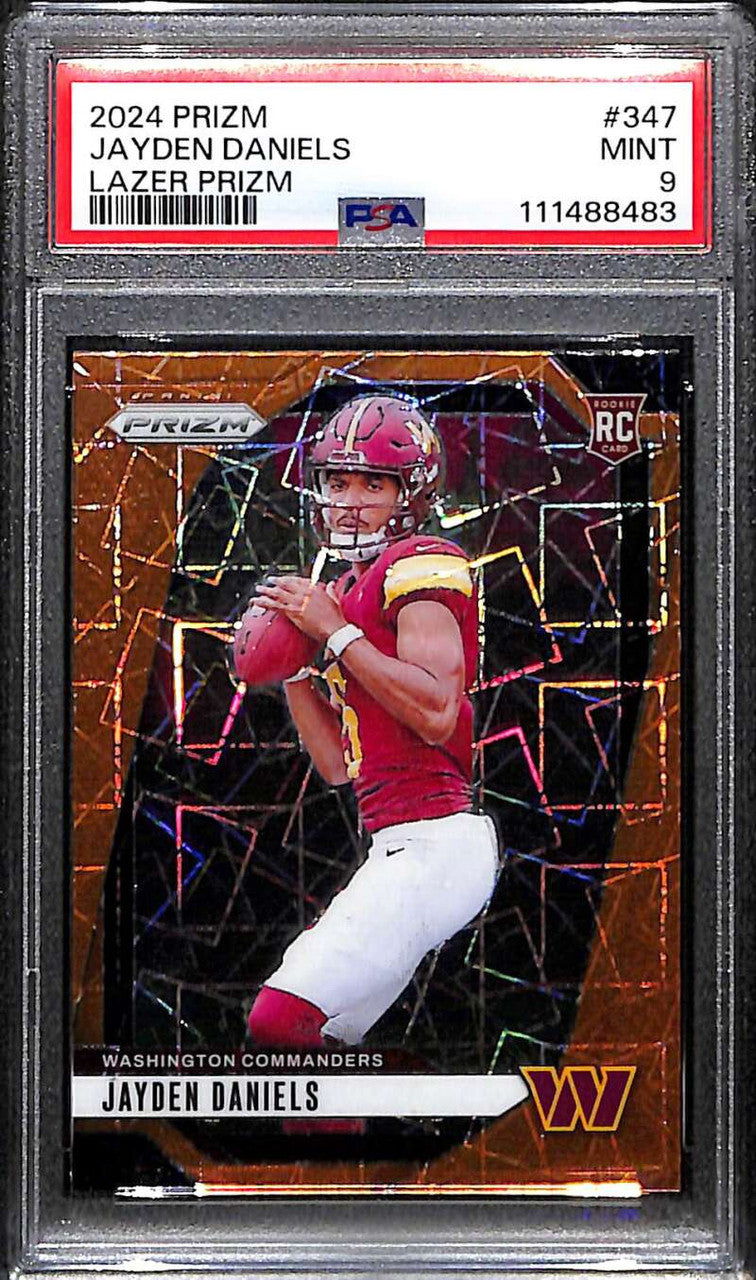 SOLD 172608 2024 Panini Prizm Prizms Lazer Refractor 347 Jayden Daniels Rookie PSA 9 MINT