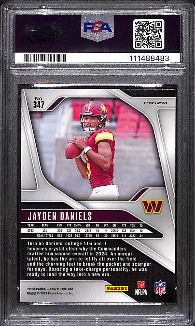 SOLD 172608 2024 Panini Prizm Prizms Lazer Refractor 347 Jayden Daniels Rookie PSA 9 MINT