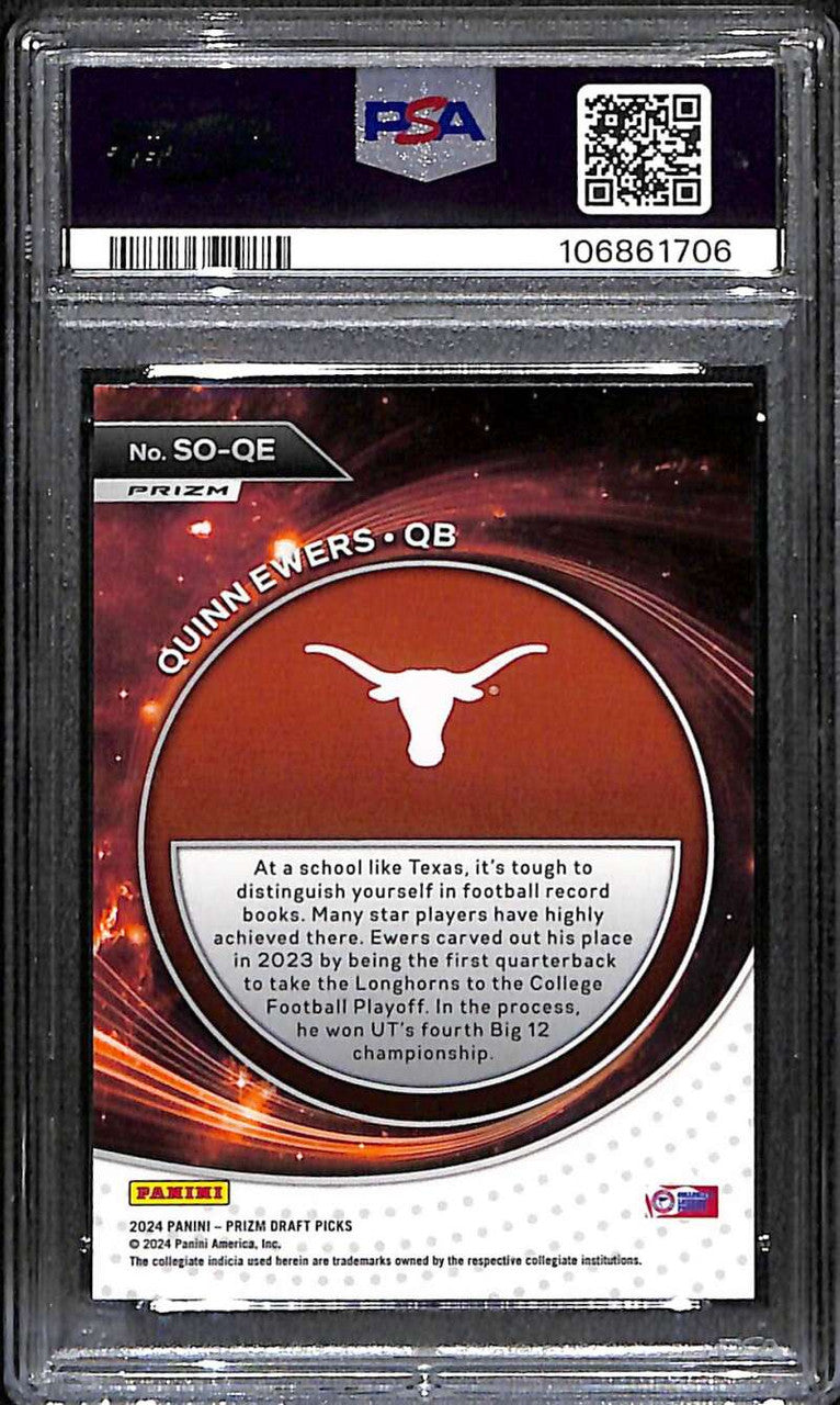 2024 Panini Prizm Draft Picks Student Orientation Green Quinn Ewers PSA 10 GEM
