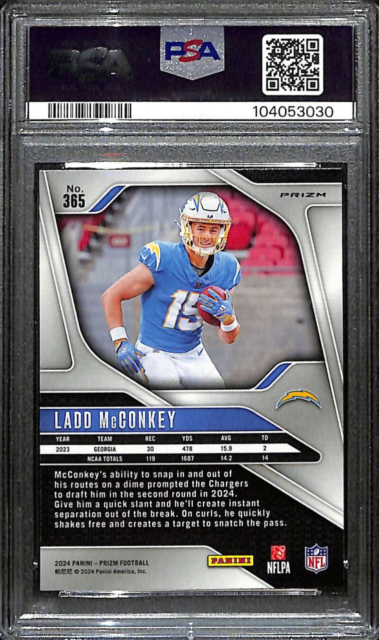 2024 Panini Prizm Prizms Disco Refractor 365 Ladd McConkey Rookie PSA 10 GEM MT