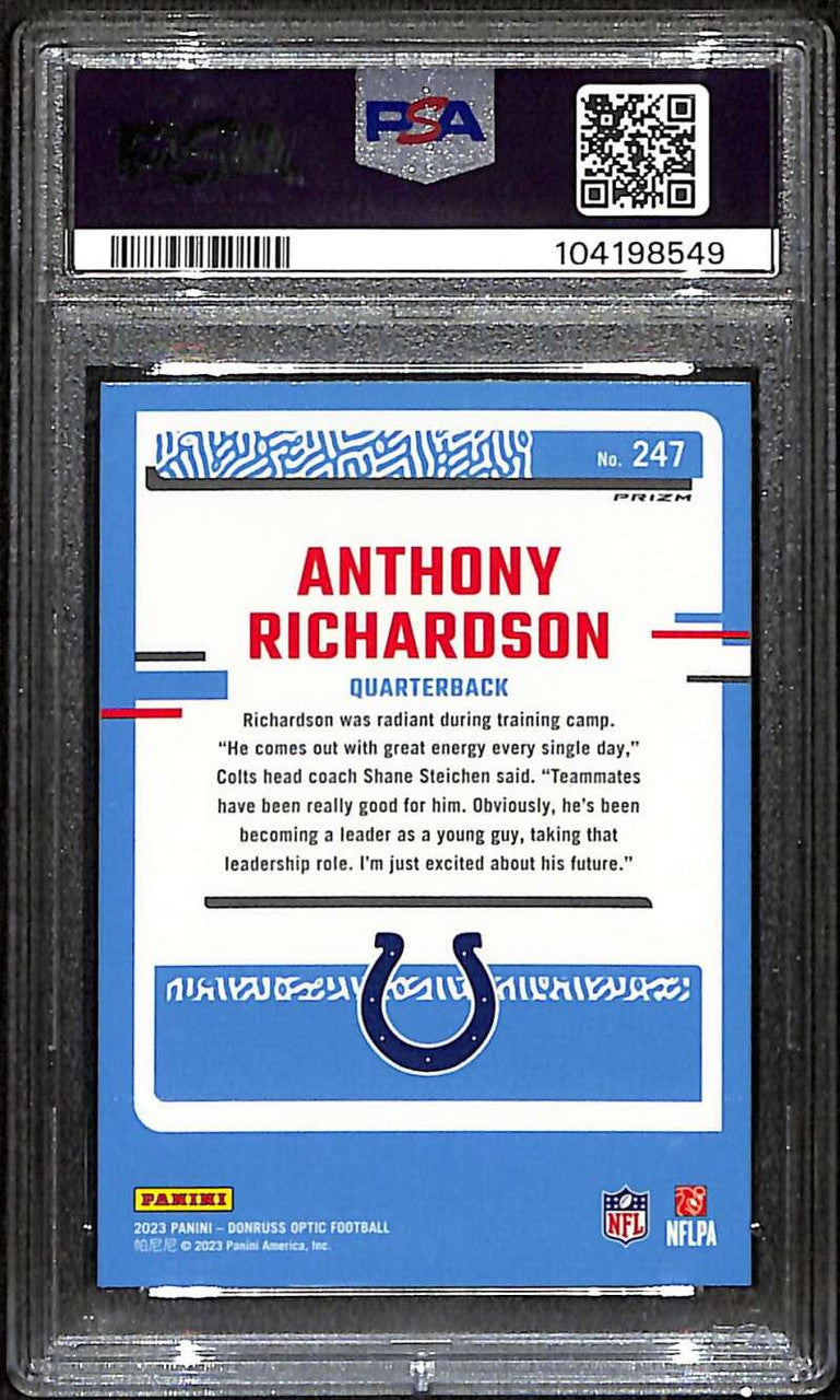 2023 Donruss Optic Red Mojo 247 Anthony Richardson RR Rated Rookie PSA 10 GEM