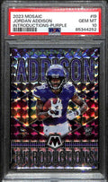 2023 Panini Mosaic Introductions Purple 9 Jordan Addison Rookie 32/49 PSA 10 GEM