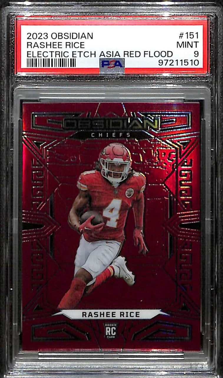 2023 Panini Obsidian Asia Electric Etch Red Flood 151 Rashee Rice RC 52/90 PSA 9