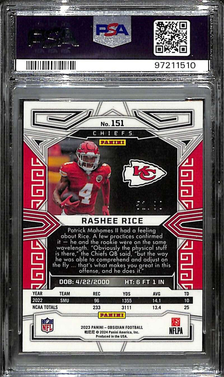 2023 Panini Obsidian Asia Electric Etch Red Flood 151 Rashee Rice RC 52/90 PSA 9