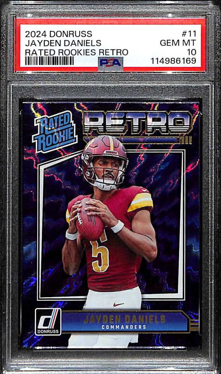 2024 Donruss Rated Rookies Retro 11 Jayden Daniels Rookie PSA 10 GEM MT