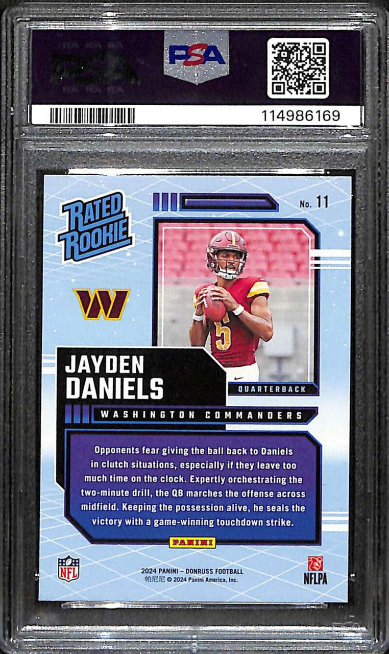 2024 Donruss Rated Rookies Retro 11 Jayden Daniels Rookie PSA 10 GEM MT