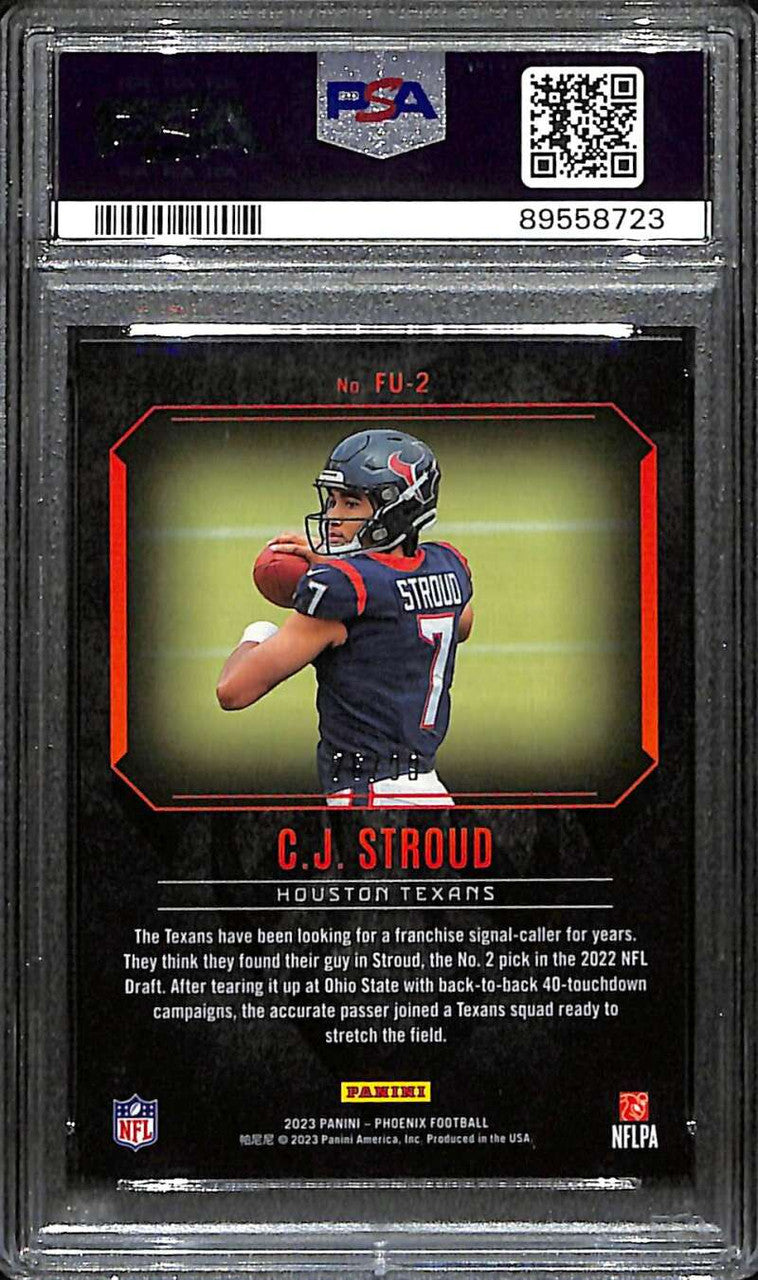 2023 Panini Phoenix Fired Up Purple 2 CJ Stroud Rookie 76/99 PSA 10 GEM MT