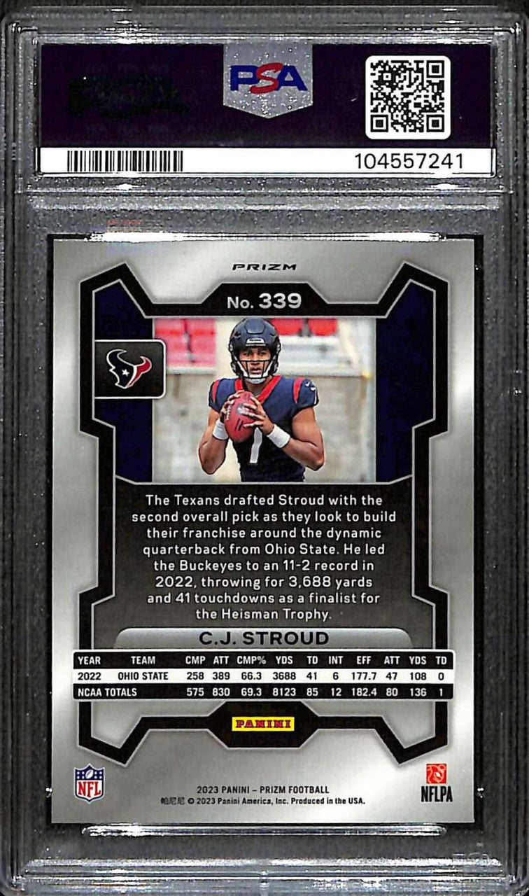 2023 Panini Prizm Prizms Lazer Refractor 339 CJ Stroud Rookie PSA 10 GEM MT