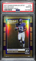 2017 Donruss Optic The Rookies Gold Refractor 13 Dalvin Cook Rookie 1/10 PSA 10
