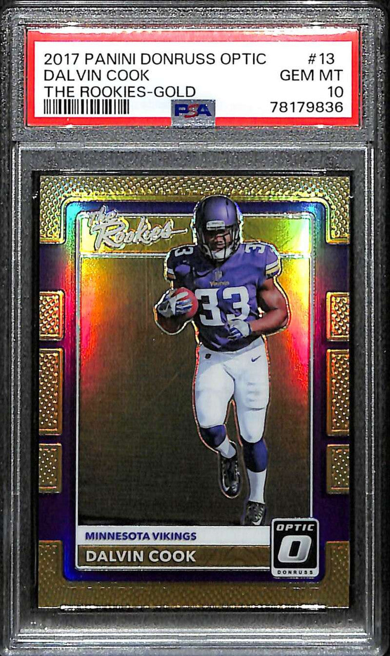 2017 Donruss Optic The Rookies Gold Refractor 13 Dalvin Cook Rookie 1/10 PSA 10