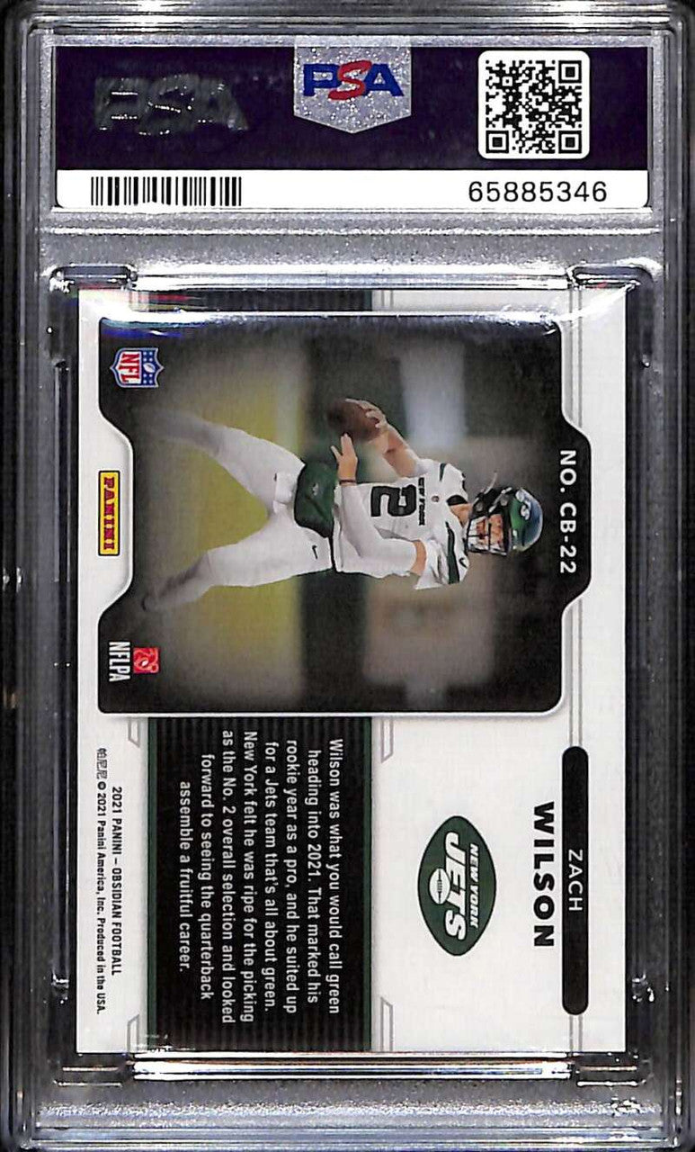 2021 Panini Obsidian Color Blast Black 22 Zach Wilson Rookie PSA 9 MINT
