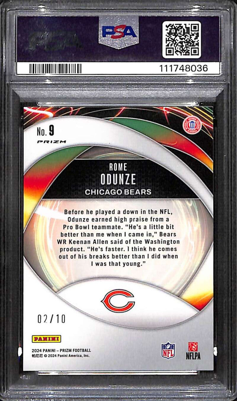 2024 Panini Prizm Portals Prizms Gold Refractor 9 Rome Odunze Rookie 2/10 PSA 9