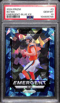 2024 Panini Prizm Emergent Prizms Blue Ice Refractor 3 Bo Nix RC 17/99 PSA 10