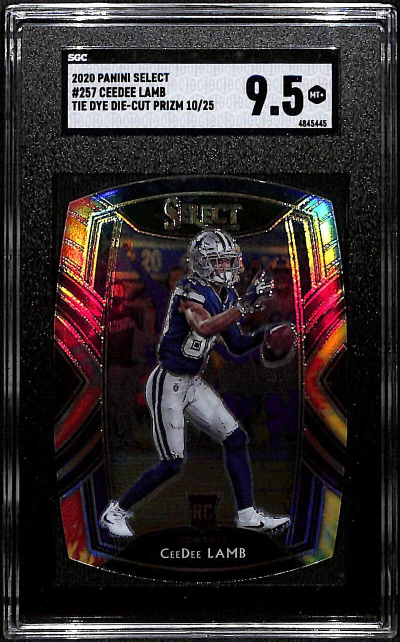 2020 Select Prizm Tie Dye Die Cut Refractor 257 CeeDee Lamb Rookie 10/25 SGC 9.5