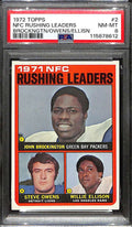 1972 Topps 2 NFC Rushing Leaders Brockington Steve Owens Ellison PSA 8 NM-MT