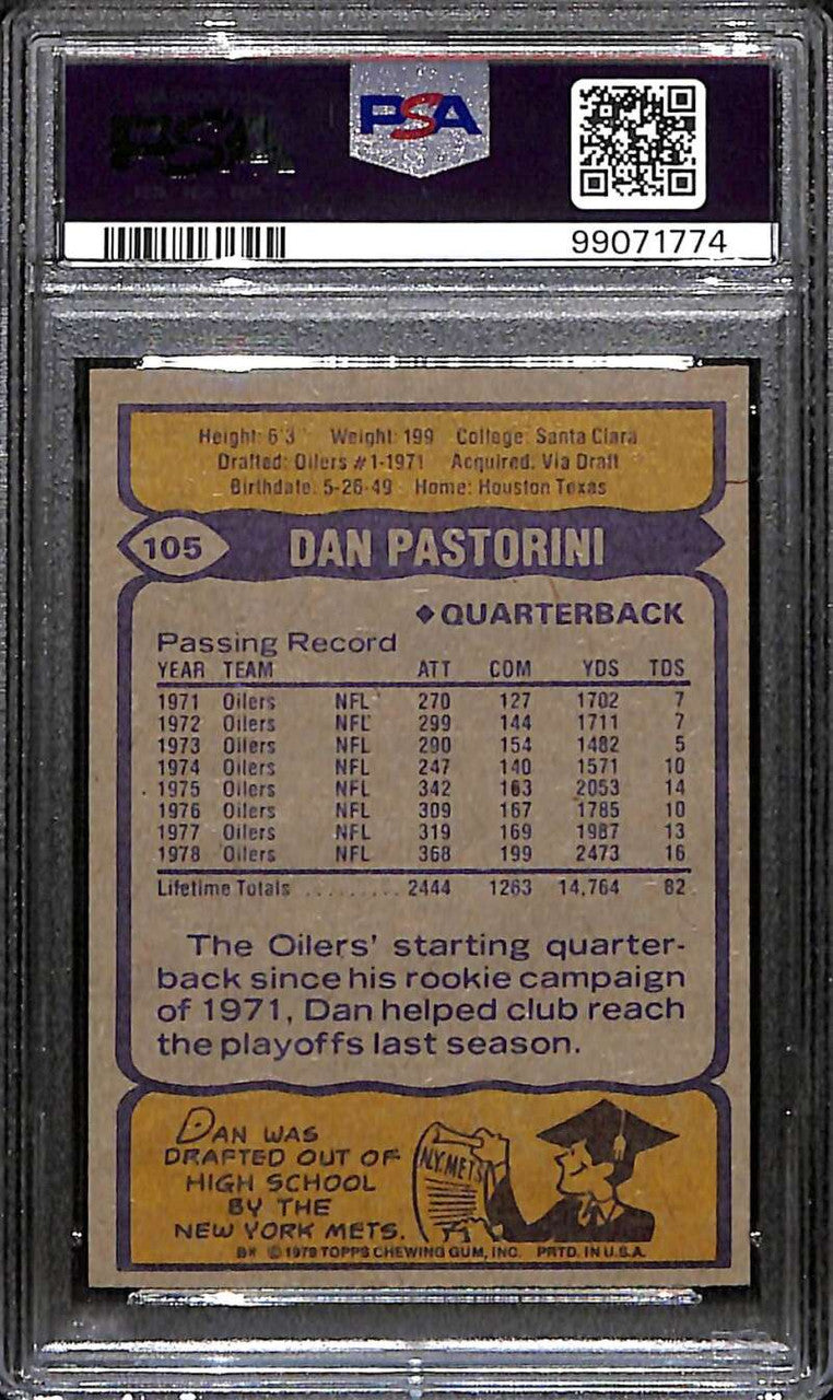 1979 Topps 105 Dan Pastorini PSA 10 GEM MT