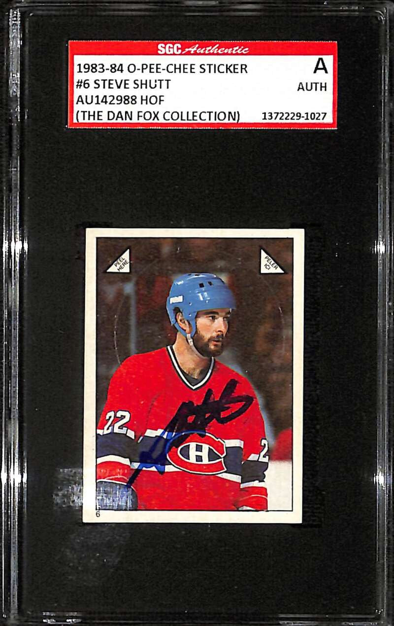 1983-84 O-Pee-Chee Sticker 6 Steve Shutt Auto SGC A Authentic Dan Fox Collection