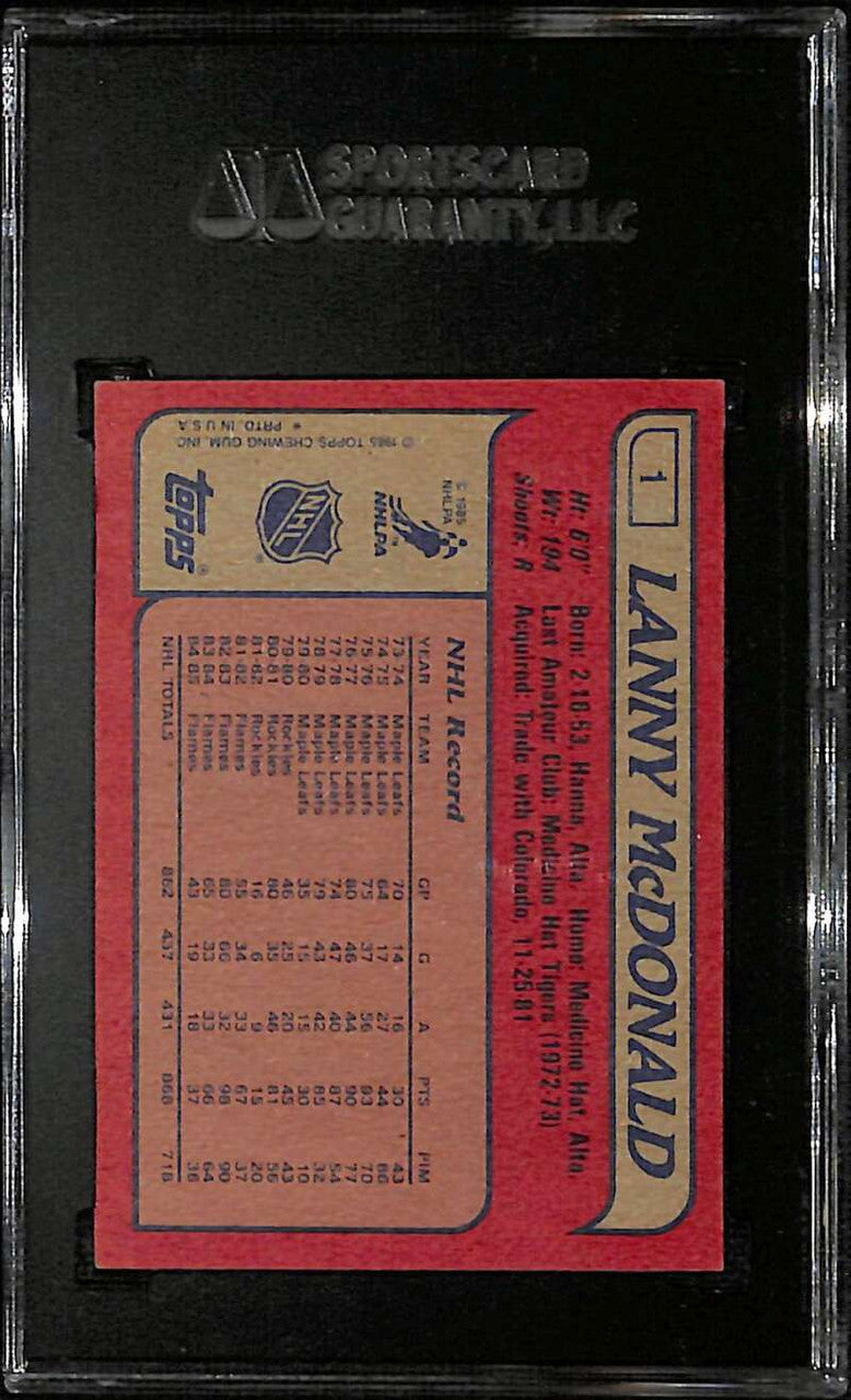 1985-86 Topps 1 Lanny McDonald SGC A Authentic Auto The Dan Fox Collection