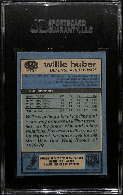 1981-82 Topps 89 Willie Huber SGC Authentic Auto The Dan Fox Collection D. 2010