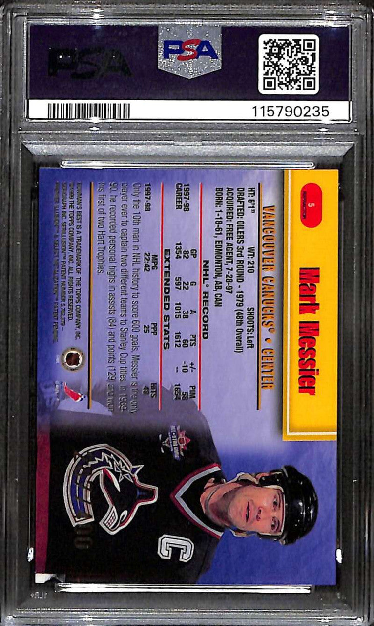 1998-99 Bowman's Best Refractor 5 Mark Messier 287/400 PSA 9 MINT