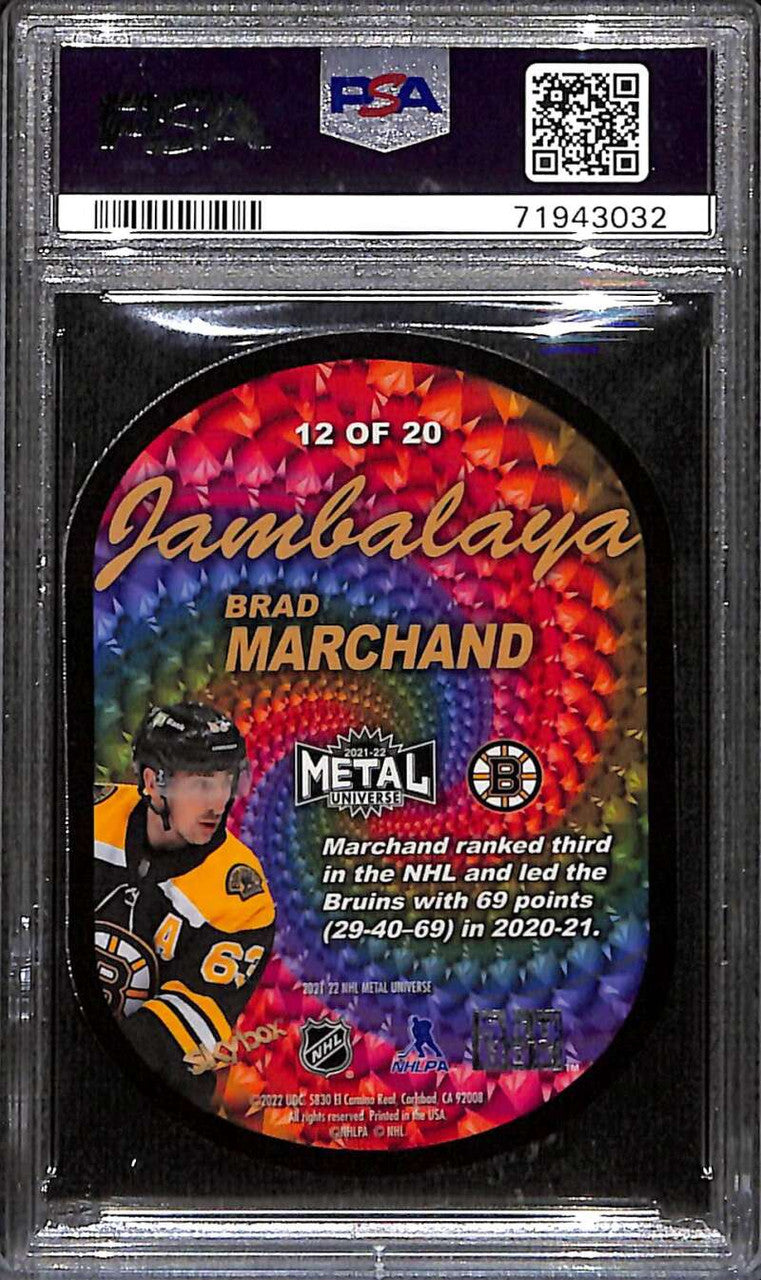2021-22 Metal Universe Jambalaya 12 Brad Marchand PSA 10 GEM MT