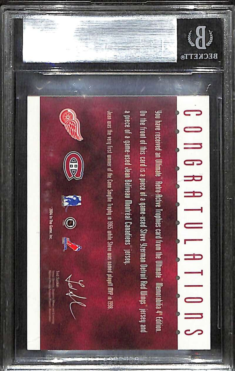 2003-04 BAP Ultimate Retro-Active Trophies 18 Beliveau Yzerman Dual Jersey 25/50