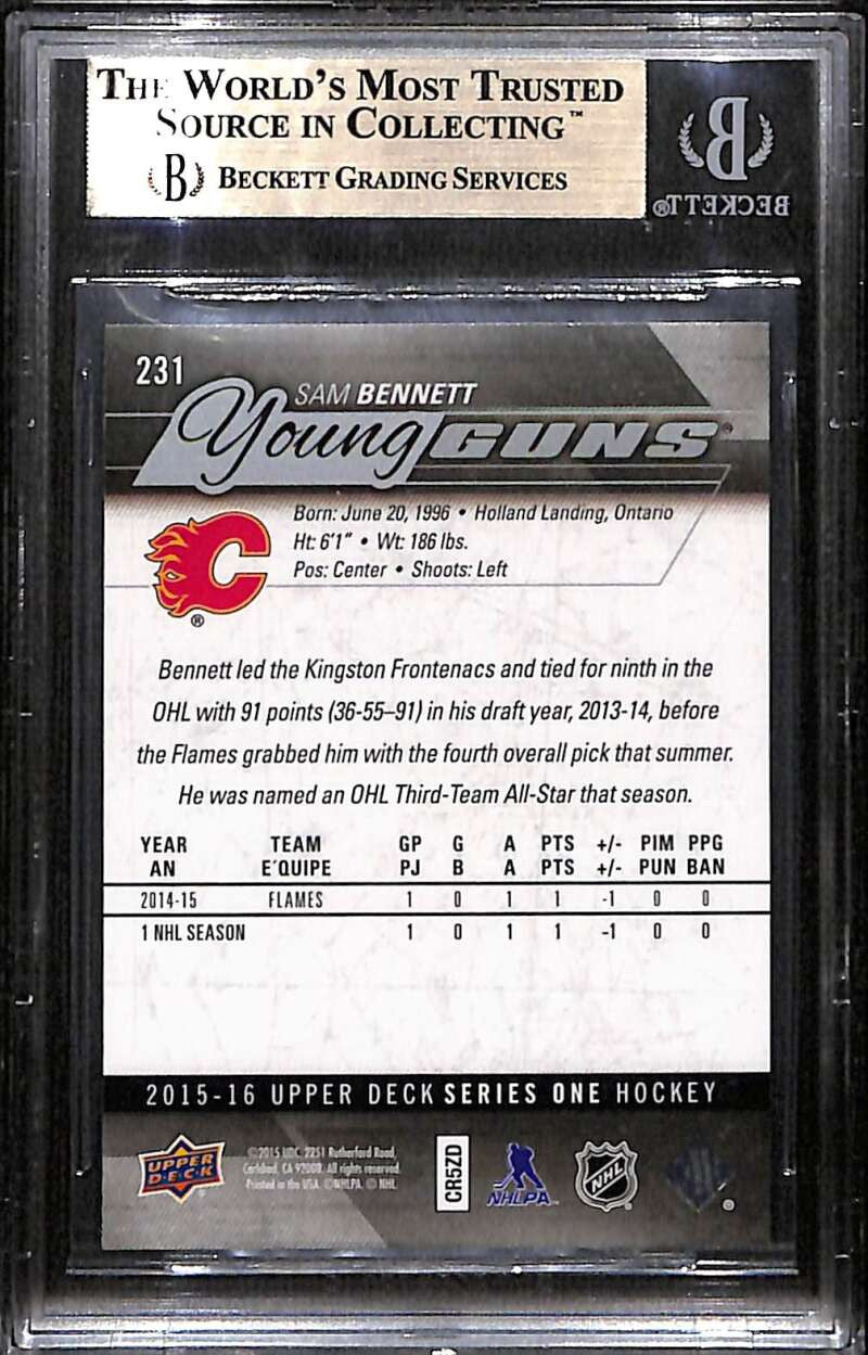 2015-16 Upper Deck 231 Sam Bennett Rookie YG Young Guns BGS 10 PRISTINE