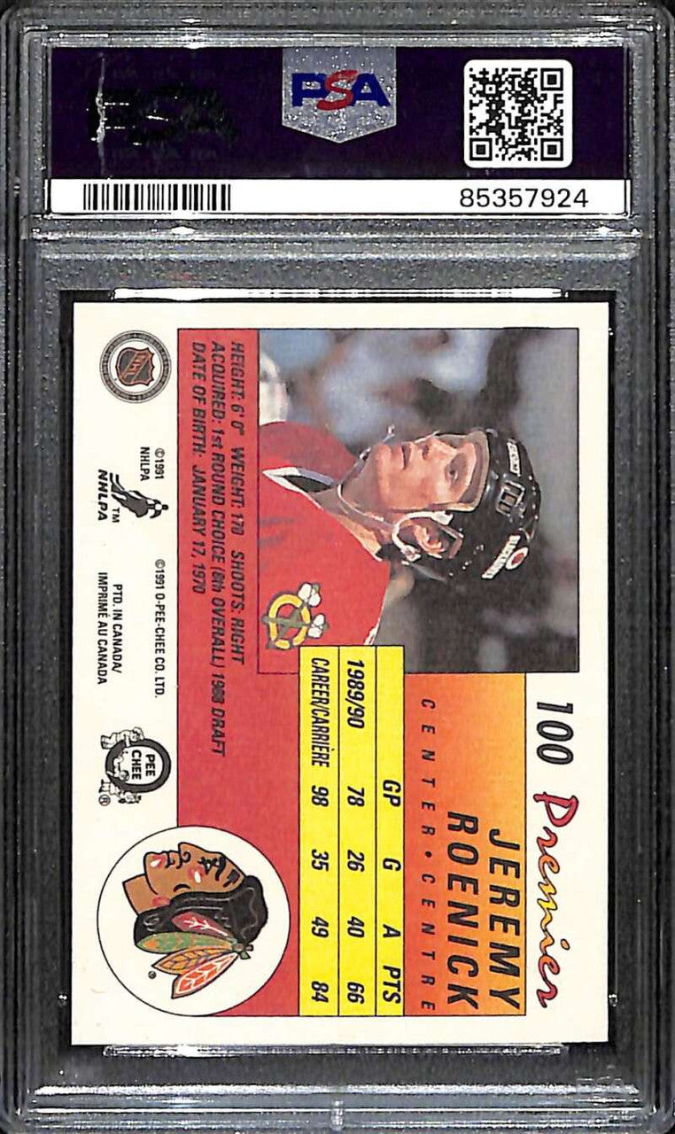 1990-91 OPC Premier 100 Jeremy Roenick Rookie PSA 10 GEM MT