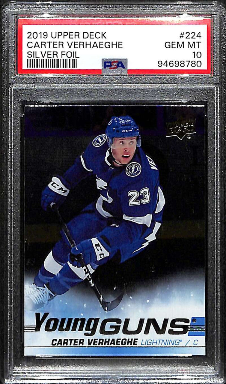 2019-20 Upper Deck Silver 224 Carter Verhaeghe Rookie YG Young Guns PSA 10 GEM