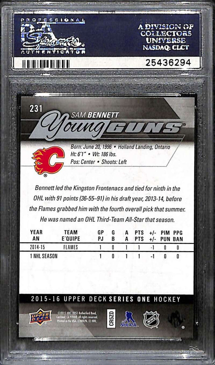 2015-16 Upper Deck 231 Sam Bennett Rookie YG Young Guns PSA 10 GEM MT 25436294