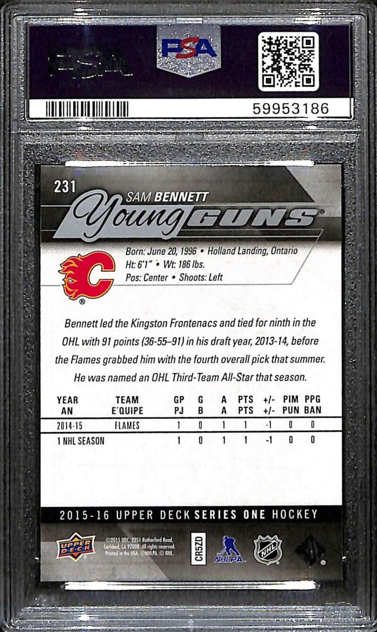 2015-16 Upper Deck 231 Sam Bennett Rookie YG Young Guns PSA 10 GEM MT 59953186