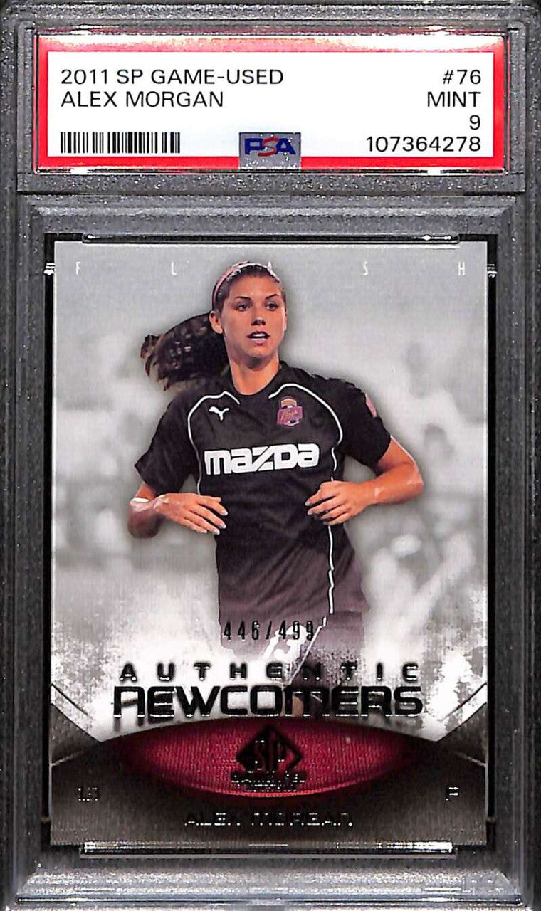 2011 SP Game Used 76 Alex Morgan Rookie 446/499 Authentic Newcomers PSA 9 MINT
